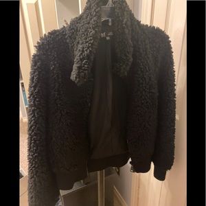 Faux shearling bomber jacket